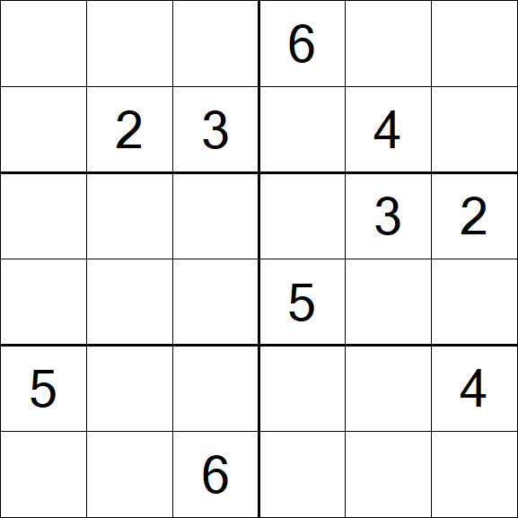 Sudoku 6x6 - Hard
