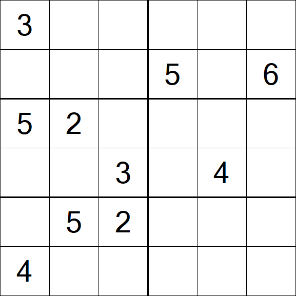 Sudoku 6x6 - Difficile