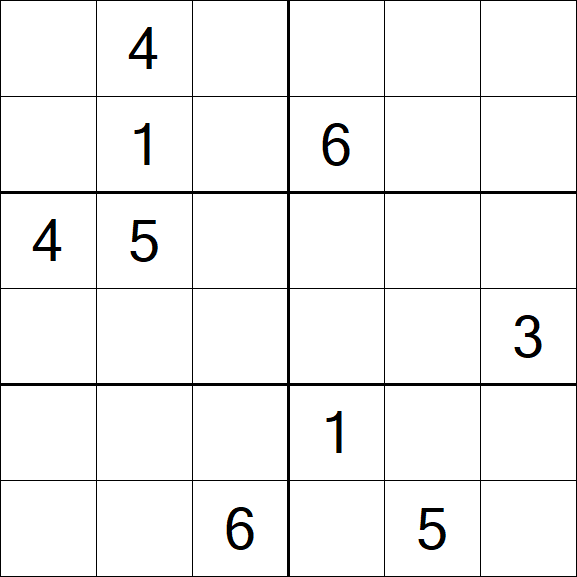 Sudoku 6x6 - Hard