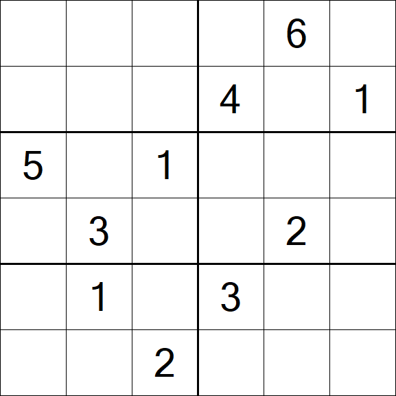 Sudoku 6x6 - Hard