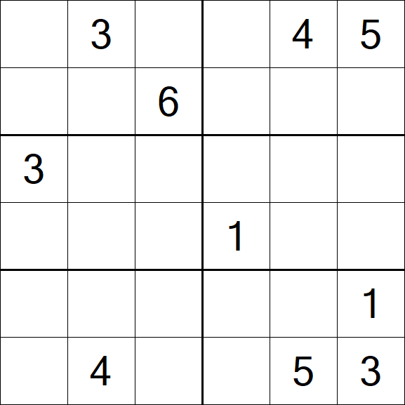 Sudoku 6x6 - Hard