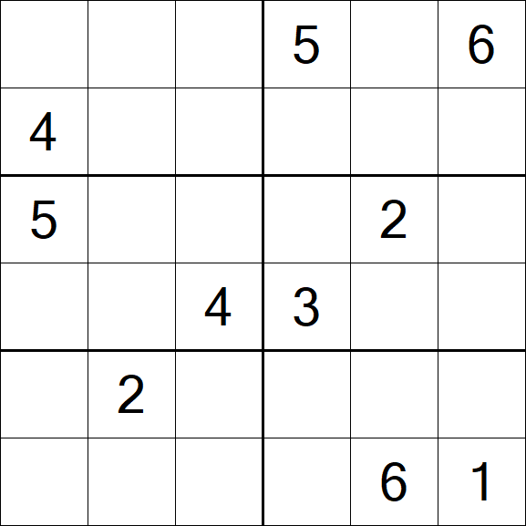 Sudoku 6x6 - Hard