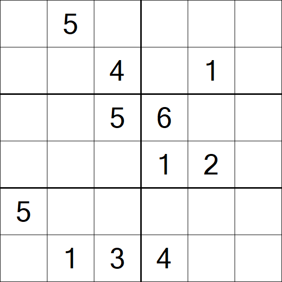 Sudoku 6x6 - Hard