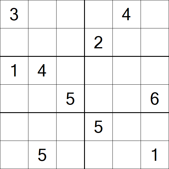 Sudoku 6x6 - Difficile
