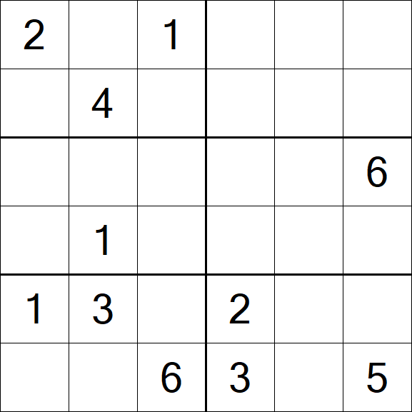 Sudoku 6x6 - Difficile