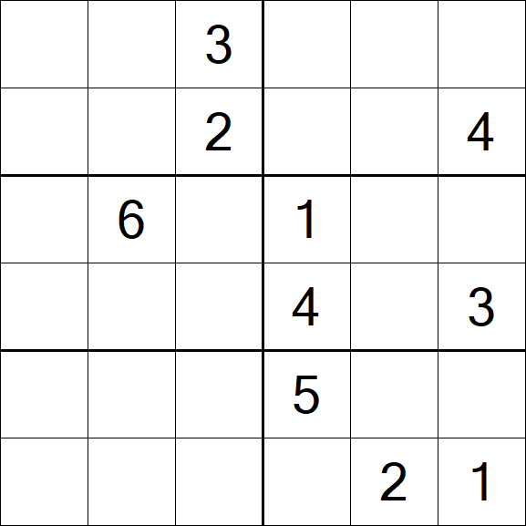 Sudoku 6x6 - Difficile
