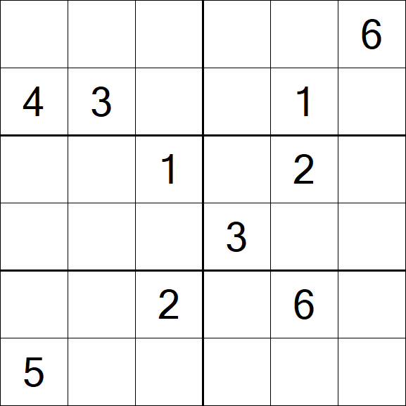 Sudoku 6x6 - Difficile