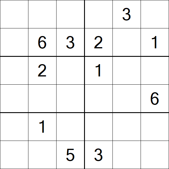 Sudoku 6x6 - Hard