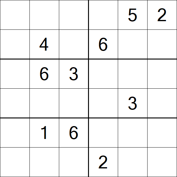 Sudoku 6x6 - Hard