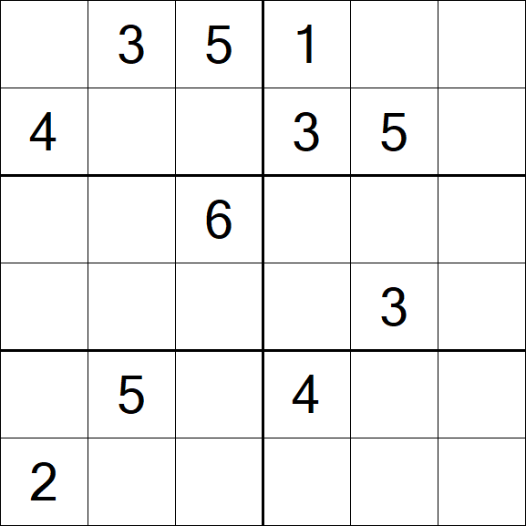 Sudoku 6x6 - Hard