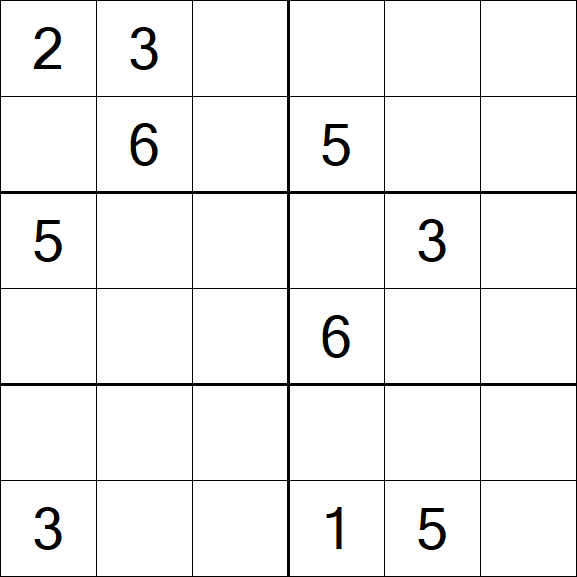 Sudoku 6x6 - Hard