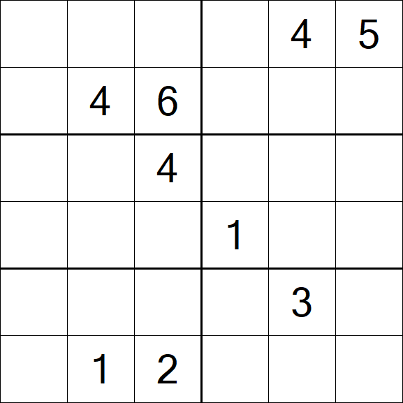 Sudoku 6x6 - Hard