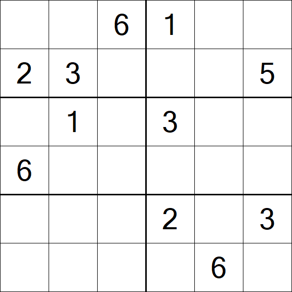 Sudoku 6x6 - Hard