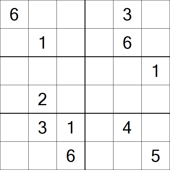 Sudoku 6x6 - Hard