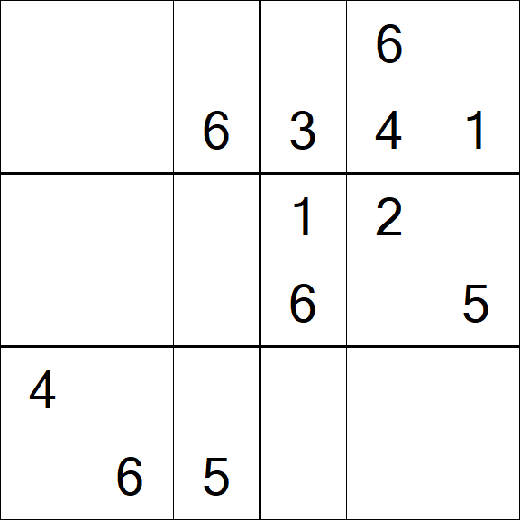 Sudoku 6x6 - Hard