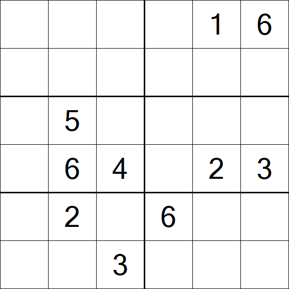 Sudoku 6x6 - Hard