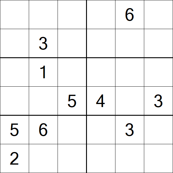 Sudoku 6x6 - Difficile