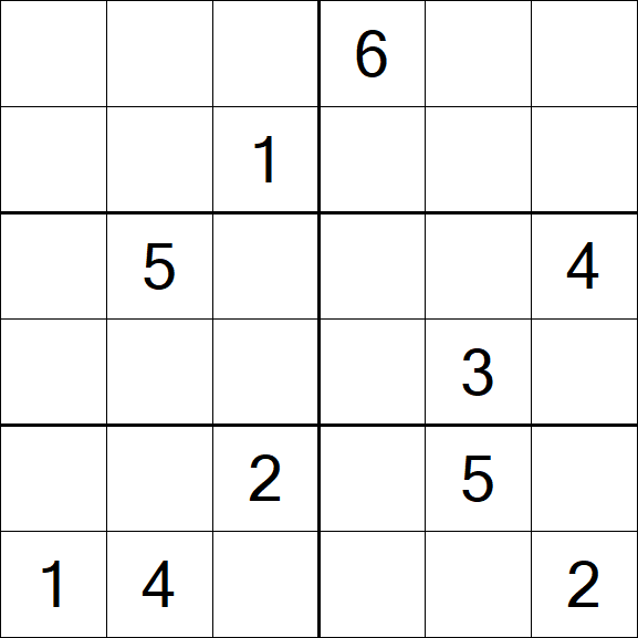 Sudoku 6x6 - Hard