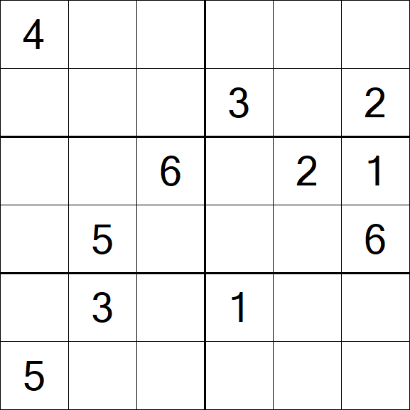 Sudoku 6x6 - Hard