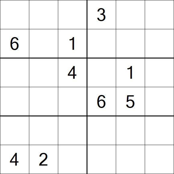 Sudoku 6x6 - Hard