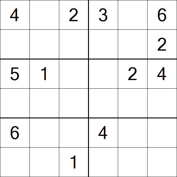 Sudoku 6x6 - Hard
