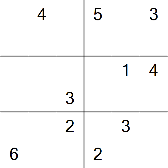 Sudoku 6x6 - Hard