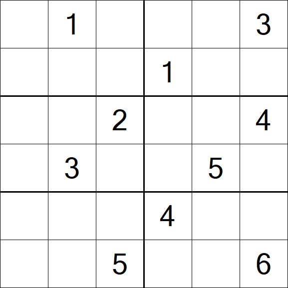 Sudoku 6x6 - Hard