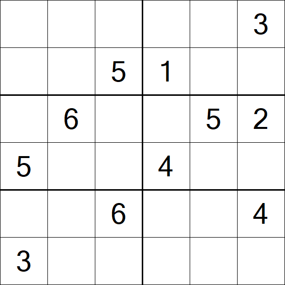Sudoku 6x6 - Hard