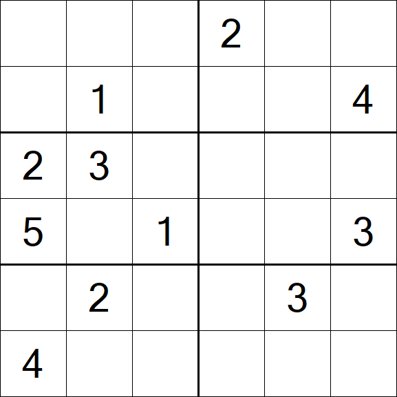 Sudoku 6x6 - Difficile