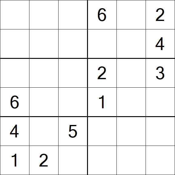 Sudoku 6x6 - Difficile