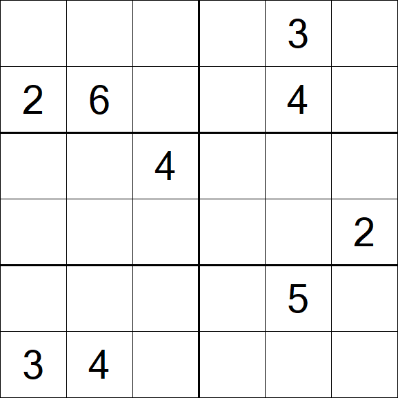 Sudoku 6x6 - Difficile