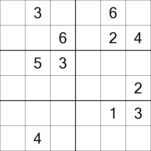 Sudoku 6x6 - Schwierig