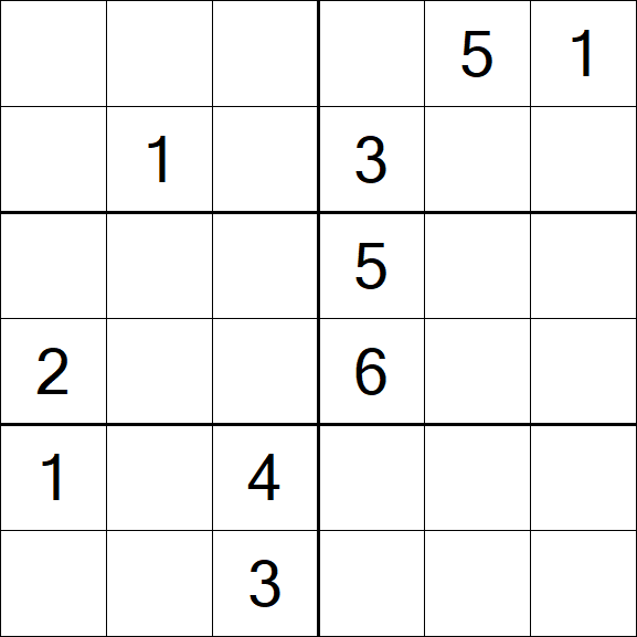 Sudoku 6x6 - Schwierig
