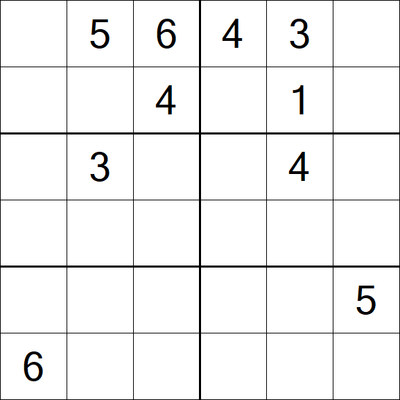 Sudoku 6x6 - Schwierig