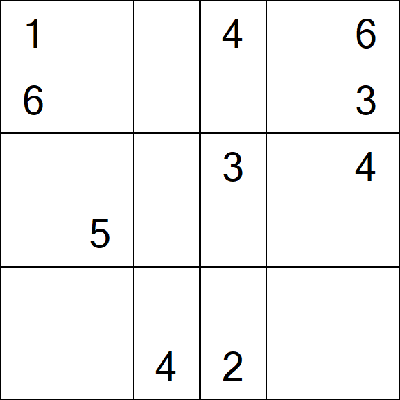 Sudoku 6x6 - Hard