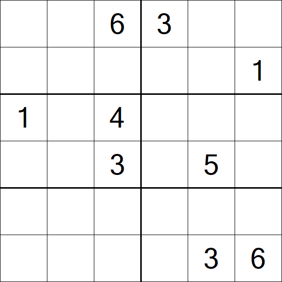 Sudoku 6x6 - Hard