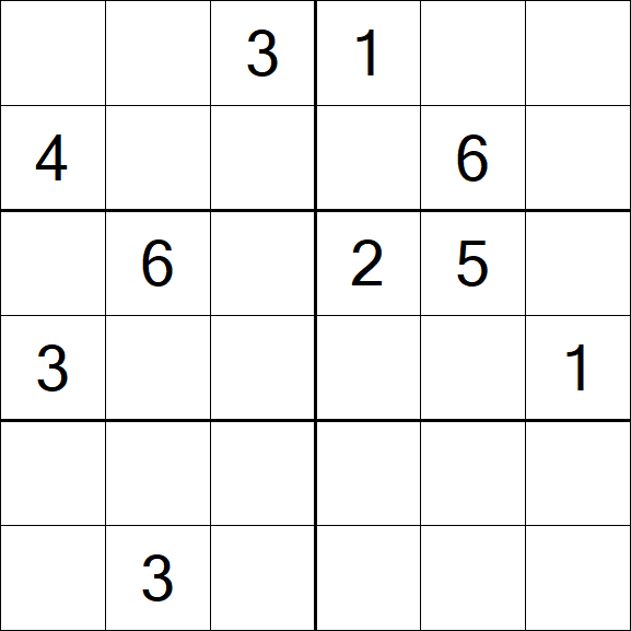 Sudoku 6x6 - Hard