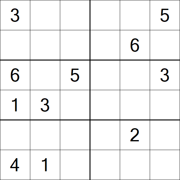 Sudoku 6x6 - Hard