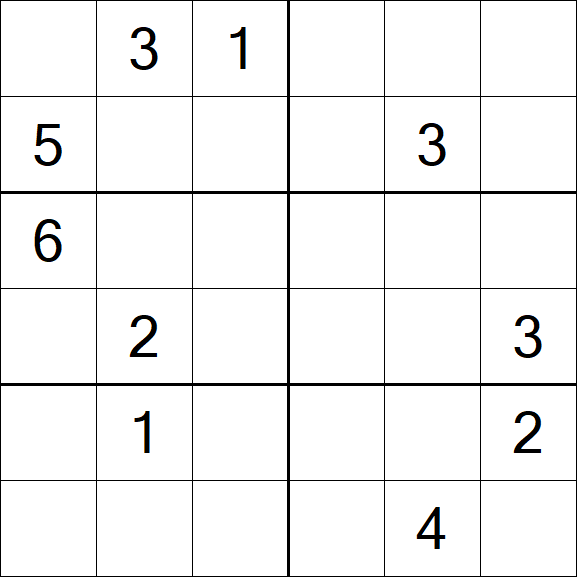 Sudoku 6x6 - Hard