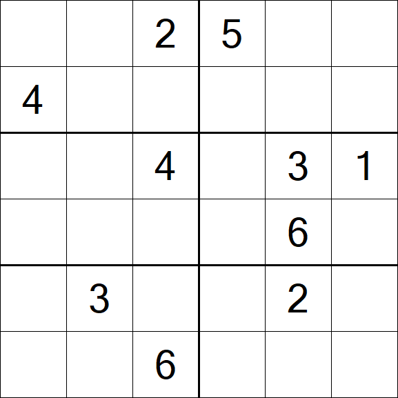 Sudoku 6x6 - Hard