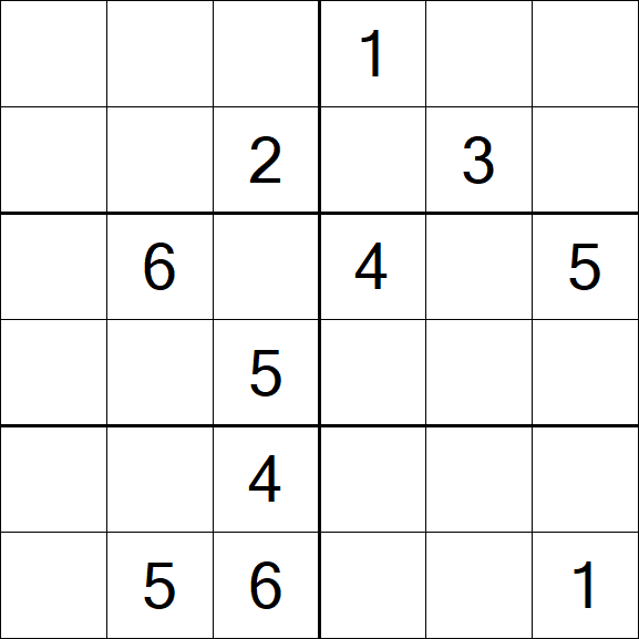 Sudoku 6x6 - Hard