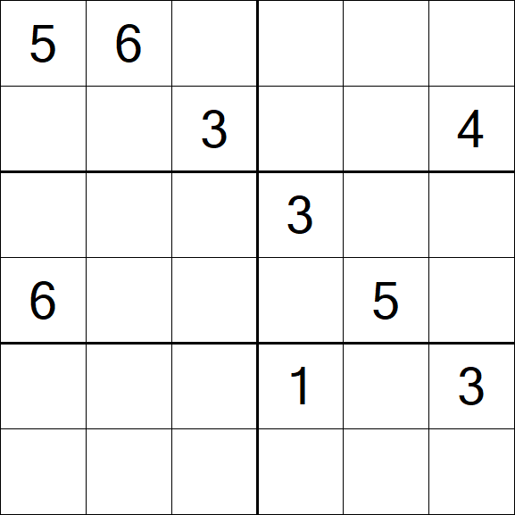 Sudoku 6x6 - Hard