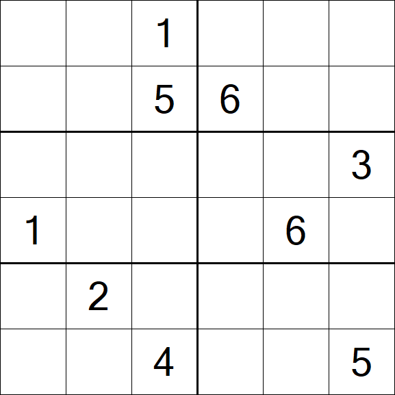 Sudoku 6x6 - Hard