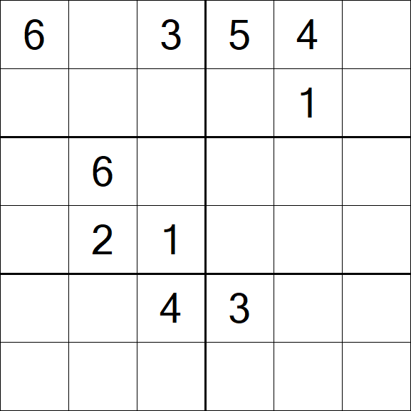 Sudoku 6x6 - Schwierig