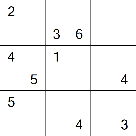 Sudoku 6x6 - Schwierig