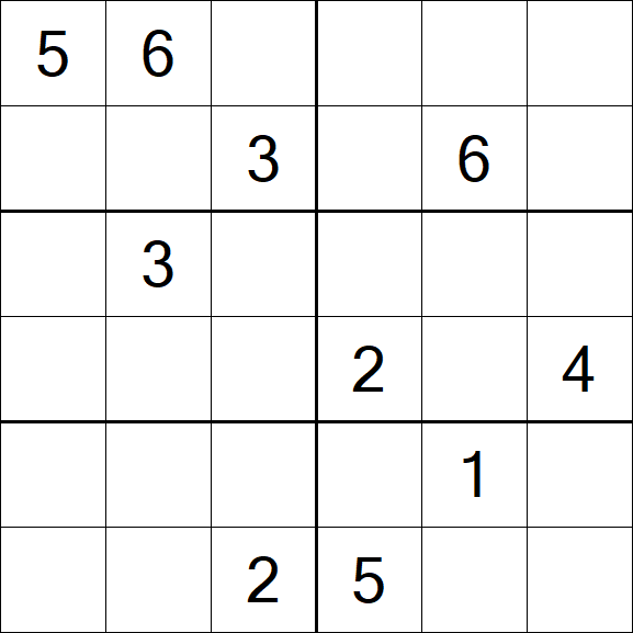 Sudoku 6x6 - Schwierig