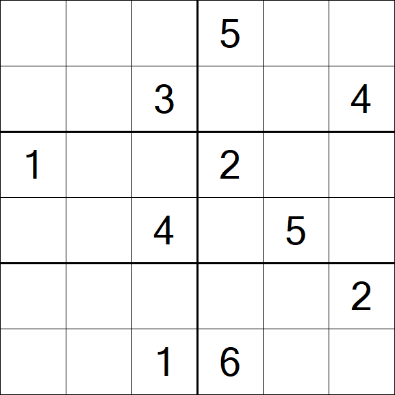 Sudoku 6x6 - Schwierig