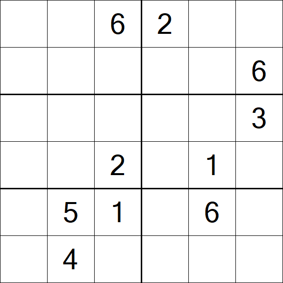 Sudoku 6x6 - Schwierig