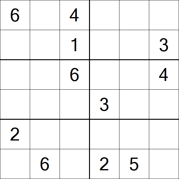 Sudoku 6x6 - Schwierig