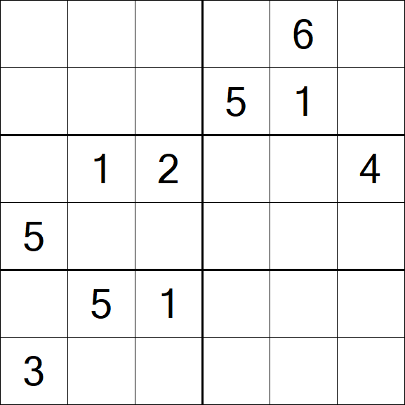 Sudoku 6x6 - Schwierig
